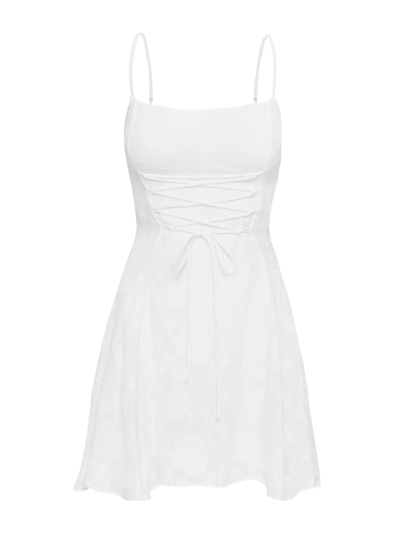Wispie Lace Up Mini Dress White