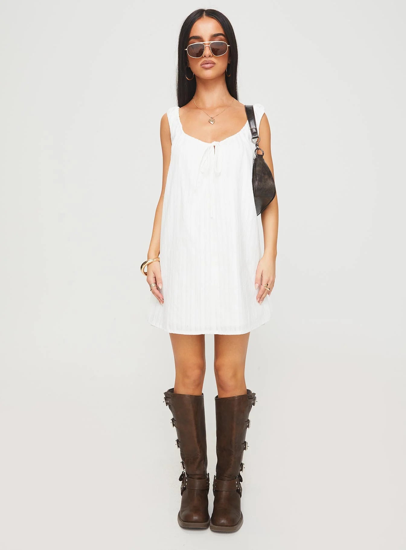 Papaya Mini Dress White